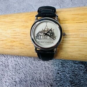 Vintage Iconic Magic Castle Members Only Club Watch Black Leather Band